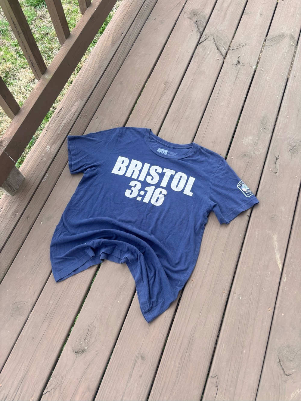 Bristol Police Department Mens L Navy 3:16 Graphic Tee